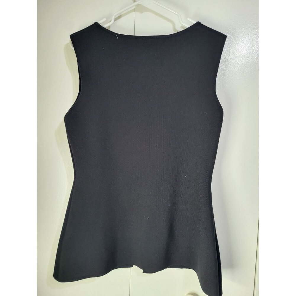 Zara Gold Button Knit Vest Top Black SZ XL Minimalist Classic Heavy - Picture 2 of 8